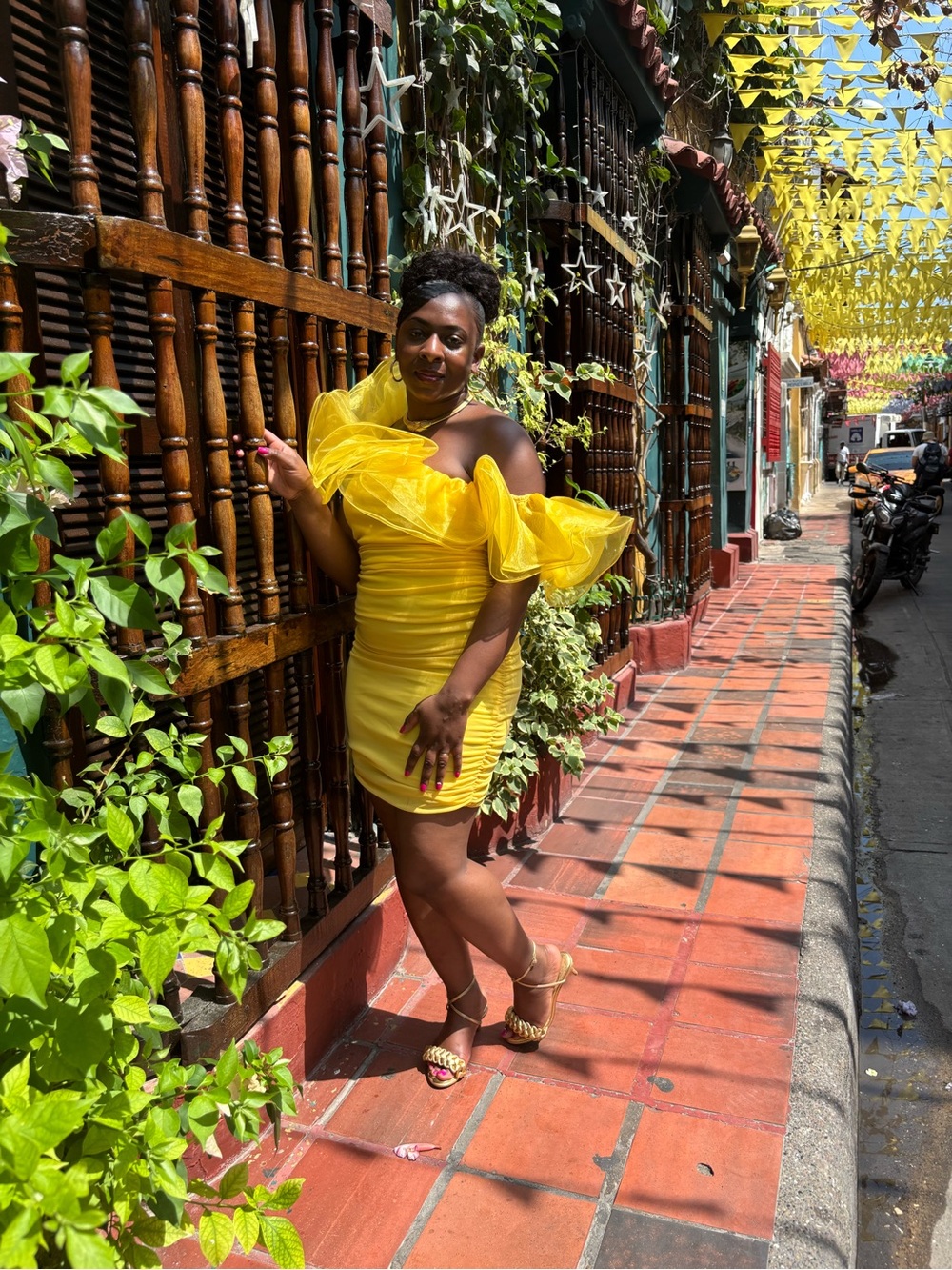 ASOS Yellow Mini Dress with Statement Organza Ruffle 6